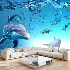 Solution Media 3D tapeta -Delfín v bublinách MU2913