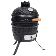 OMAXI Zahradní gril a udírna 2 v 1 Kamado keramický 56 cm černý 290354