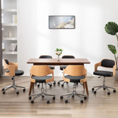 OMAXI Otočné jídelní židle 6 ks černé ohýbané dřevo a umělá kůže 023785