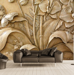 Solution Media 3D Tapeta - Plastika Orchidej a Motýl MU1885