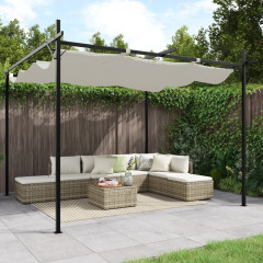 OMAXI Pergola se zatahovací střechou krémová 295 x 292 x 230 cm 695798
