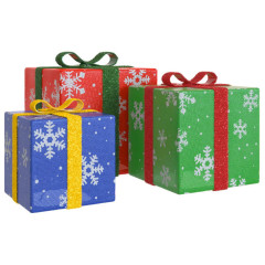 OMAXI Svítící vánoční dárky 3 ks 64 teple bílých LED 435370