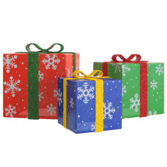 OMAXI Svítící vánoční dárky 3 ks 64 teple bílých LED 435370