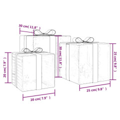 OMAXI Svítící vánoční dárky 3 ks 64 teple bílých LED 435370