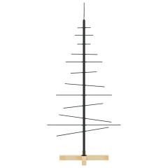 OMAXI Kovový vánoční stromeček s dřevěnou základnou černý 120 cm 137134