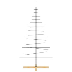 OMAXI Kovový vánoční stromeček s dřevěnou základnou černý 150 cm 137141