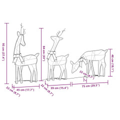 OMAXI Vánoční dekorace sobi 3 ks 90 teple bílých LED diod 513472