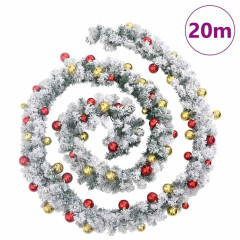 OMAXI Vánoční girlanda s baňkami a LED diodami zelená 20 m PVC 415257