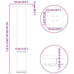 OMAXI Nohy konferenčního stolku 4 ks antracitové 42-44 cm ocelové 956195