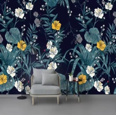 Solution Media 3D tapeta - Ručně malované listy a květy MU9107