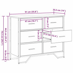OMAXI Skříň s přihrádkami se zásuvkou dub artisan 91 x 35.5 x 74.5 cm 457233