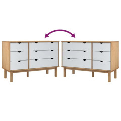 OMAXI Zásuvková komoda OTTA hnědá a bílá 111x43x73,5 cm borové dřevo 165606