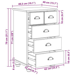 OMAXI Komoda ASKIM Hnědá 45.8 x 40 x 79 cm Masivní borové dřevo 882356
