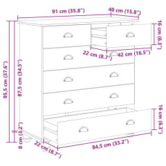 OMAXI Komoda ASKIM Bílá 91 x 40 x 95.5 cm Masivní borové dřevo 882387