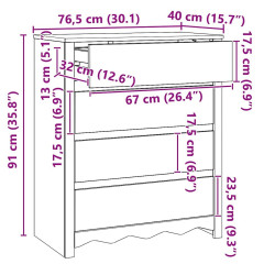 OMAXI Komoda Drammen Bílá 76,5 x 40 x 91 cm Masivní borové dřevo 787095
