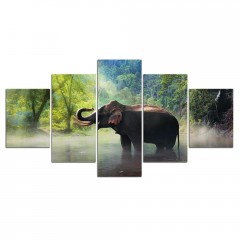 Etos ArtSailing Gallery 5 dílný obraz na plátně - Slon v pralese