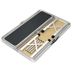 OMAXI Skládací kempingový stůl se 2 lavicemi hliník šedý 768076