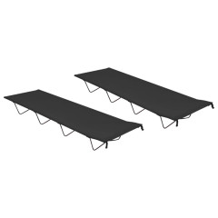 OMAXI Kempingové postele 2ks 180x60x19cm oxfordská látka a ocel černé 136959