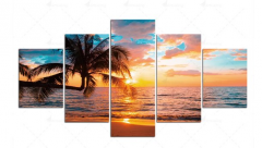 Etos ArtSailing Gallery 5 dílný obraz na plátně - Západ slunce na pláži