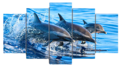 Etos ArtSailing Gallery 5 dílný obraz na plátně -  Delfíni