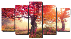 Etos ArtSailing Gallery 5 dílný obraz na plátně - Červený strom II