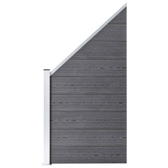 OMAXI Plotová sada WPC 7 čtvercových + 1 šikmý díl 1311 x 186 cm šedá 908861