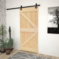 OMAXI Posuvné dveře se setem kování 90 x 210 cm masivní borové dřevo 173381