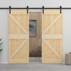OMAXI Posuvné dveře se setem kování 100 x 210 cm masivní borové dřevo 173473