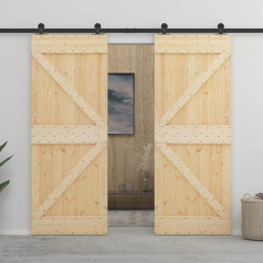 OMAXI Posuvné dveře se setem kování 90 x 210 cm masivní borové dřevo 173404