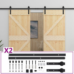 OMAXI Posuvné dveře se setem kování 80 x 210 cm masivní borové dřevo 182437