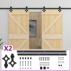 OMAXI Posuvné dveře se setem kování 90 x 210 cm masivní borové dřevo 182475