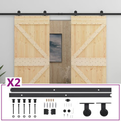 OMAXI Posuvné dveře se setem kování 90 x 210 cm masivní borové dřevo 182499