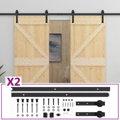 OMAXI Posuvné dveře se setem kování 100 x 210 cm masivní borové dřevo 182567