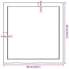OMAXI Koupelnová deska hnědá 60x60x(2-6) cm ošetřený masivní dřevo 832872