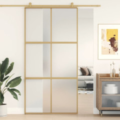 OMAXI Posuvné dveře zlaté 102,5 x 205 cm mléčné ESG sklo a hliník 119956