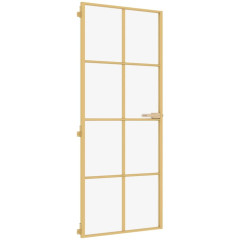 OMAXI Interiérové dveře úzké zlaté 93x201,5 cm tvrzené sklo a hliník 136960