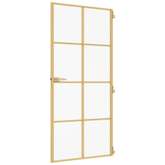 OMAXI Interiérové dveře úzké zlaté 93x201,5 cm tvrzené sklo a hliník 136960