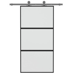 OMAXI Posuvné dveře černé 102,5 x 205 cm tvrzené sklo a hliník 120341