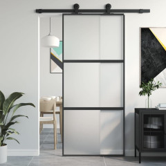 OMAXI Posuvné dveře černé 90 x 205 cm tvrzené sklo a hliník 120334