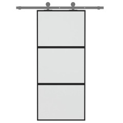 OMAXI Posuvné dveře černé 90 x 205 cm tvrzené sklo a hliník 120334