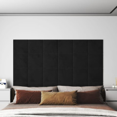 OMAXI Nástěnné panely 12 ks černé 30 x 30 cm samet 1,08 m² 019169