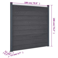 OMAXI Sada plotových dílců šedá 180 x 186 cm WPC 315549