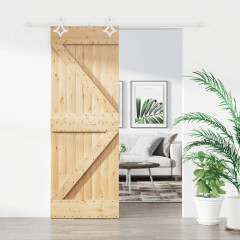 OMAXI Posuvné dveře s kováním 80 x 210 cm masivní borové dřevo 082144