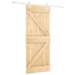 OMAXI Posuvné dveře s kováním 80 x 210 cm masivní borové dřevo 082144