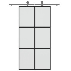 OMAXI Posuvné dveře černé 102,5 x 205 cm tvrzené sklo a hliník 120433