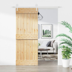 OMAXI Posuvné dveře s kováním 80 x 210 cm masivní borové dřevo 082717