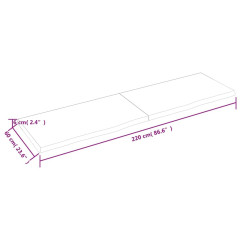 OMAXI Koupelnová deska hnědá 220x60x(2-6) cm ošetřený masivní dřevo 833596