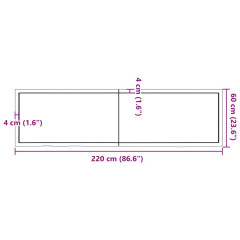 OMAXI Koupelnová deska hnědá 220x60x(2-6) cm ošetřený masivní dřevo 833596