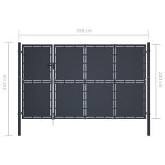 OMAXI Zahradní brána ocel 350 x 200 cm antracitová 738206