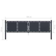 OMAXI Zahradní brána ocel 300 x 75 cm antracitová 738039
